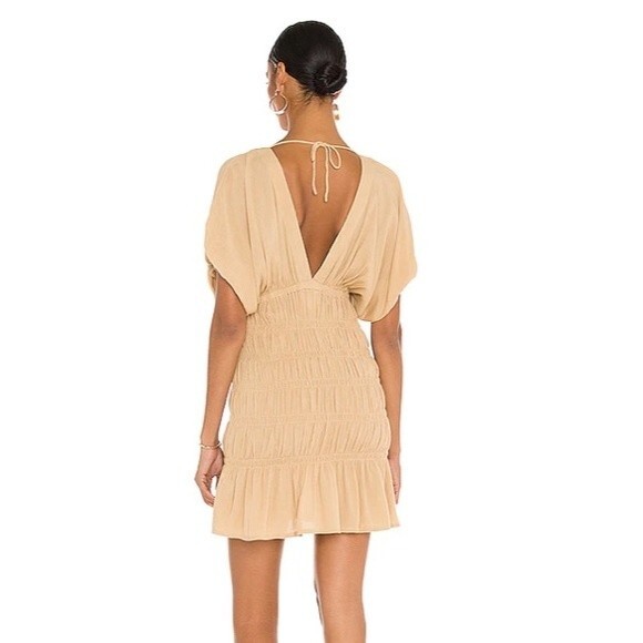 Lovers and Friends Vneck Ruched Nude Innika Summer Mini Dress XXS - Picture 4 of 16